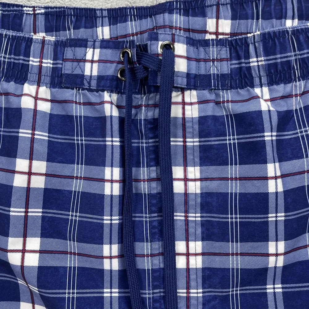 True Nation Swim Trunks Men 5XL Blue Plaid Board Shorts Mesh Lining Pockets